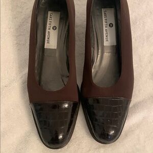 Saks Fifth Avenue Brown and Black Heels with Two-Tone Design